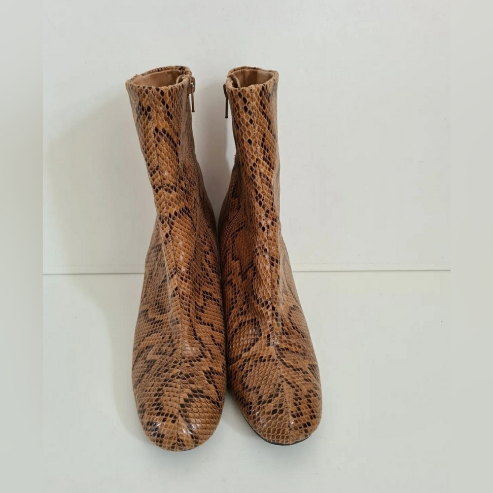 Next brown faux leather ankle boots size 6.5 snakeskin animal print - Picture 3 of 11